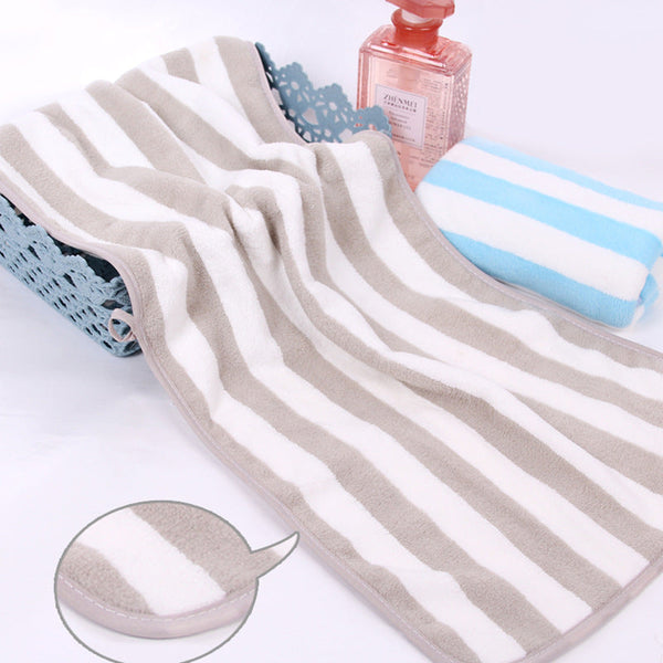 Coral Fleece Towel Thickened Absorbent Striped Edge Towel