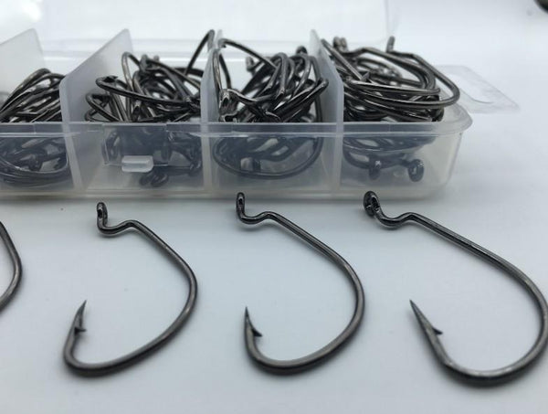 Rompin 100pcs/box High carbon Steel Fishing Hooks Crank Lead Sharp worm  2# 1# 1/0# 2/0# 3/0# mix size