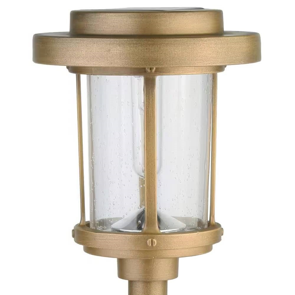 4 Pack - Gold Outdoor Solar LED Light Set - Weather-Resistant Path Yard Lighting