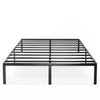 Queen size Sturdy Black Metal Platform Bed Frame with Headboard Attachments