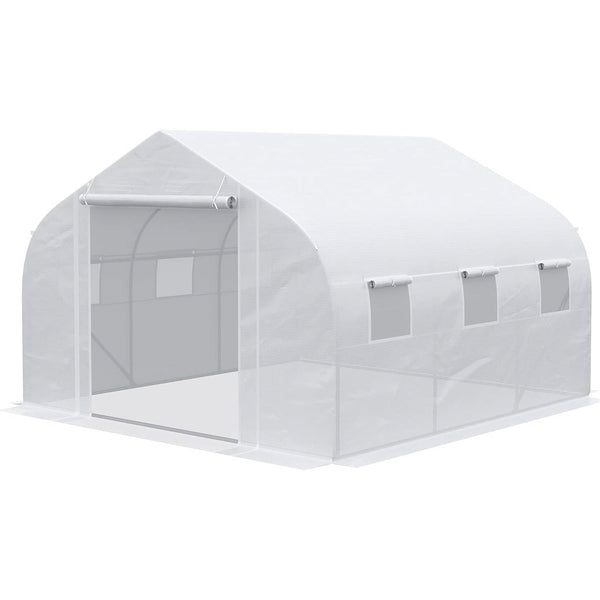 Greenhouse w/ White PE Cover and Heavy Duty Steel Frame 11.5' x 10' x 6.5'