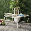 Half-Circle Outdoor Patio Garden Antique White Wrought Iron Tree Bench