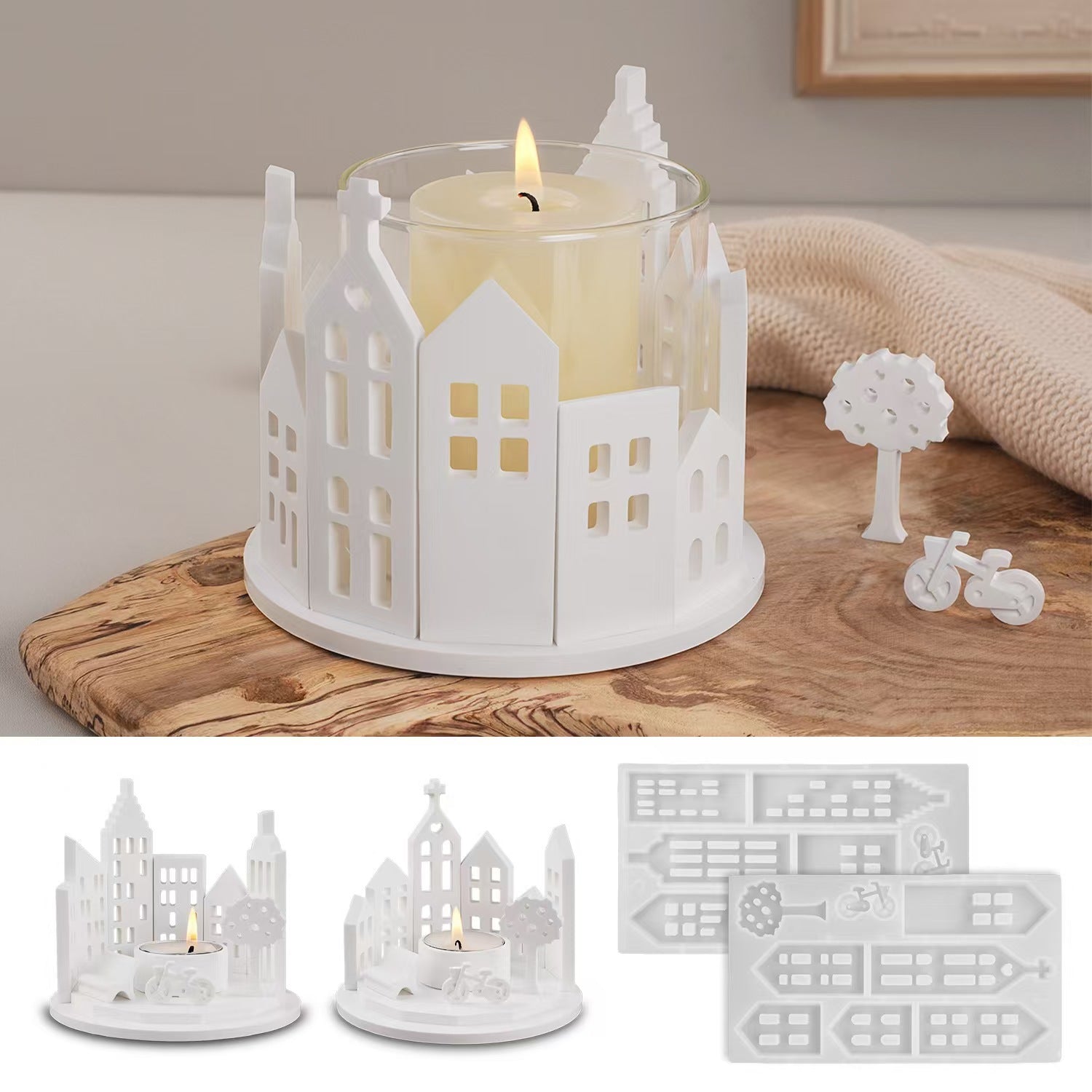 Round House Candle Holder Silicone Mold for DIY