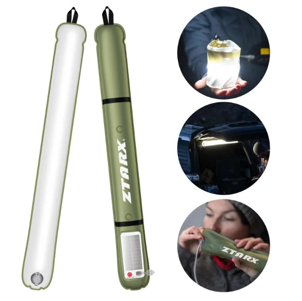 Outdoor folding inflatable camping light solar inflatable light waterproof magnetic suction column portable lantern