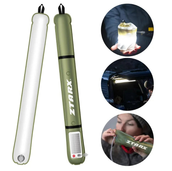 Outdoor folding inflatable camping light solar inflatable light waterproof magnetic suction column portable lantern