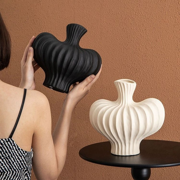 Plastic art imitation ceramic vase high-end decoration for living room desktop decoration
