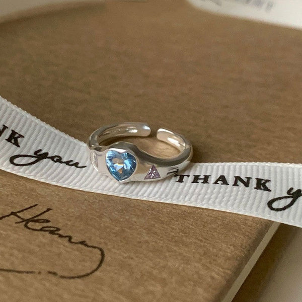 Dopamine love colored zircon diamond ring female niche index finger high-end fashion personality open ring