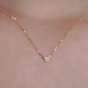 S925 pure silver plated with 14K gold mini heart necklace women's diamond studded peach heart extremely fine collarbone chain ﻿