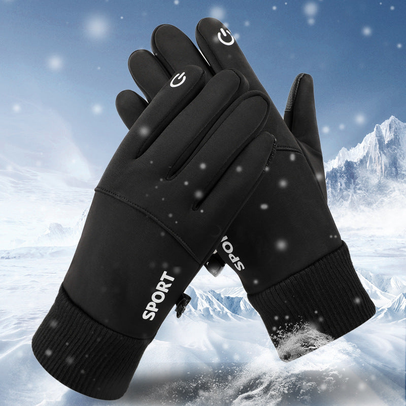 Outdoor gloves for men in winter warm and plush touch screen anti slip windproof and waterproof for women in winter