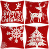 Red Snowflake Deer Pillow Cover Christmas Tree Cushion Cover Home Decoration Pillow Cover Combination