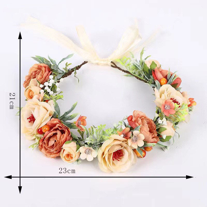 Korean style flower garland headwear, fresh flower crown, fashion show, dance party, flower crown, vacation, countryside props,