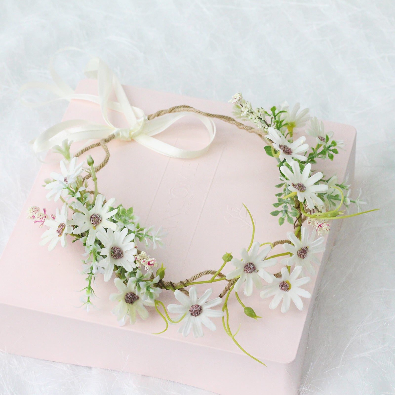 Fresh flower garland headwear hand woven fabric small daisy flower spring fairy outdoor hair accessory