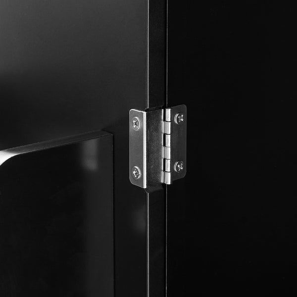 Bathroom floor storage cabinet, bathroom storage cabinet, 4-door independent cabinet, adjustable shelf, adaptive shelf, black