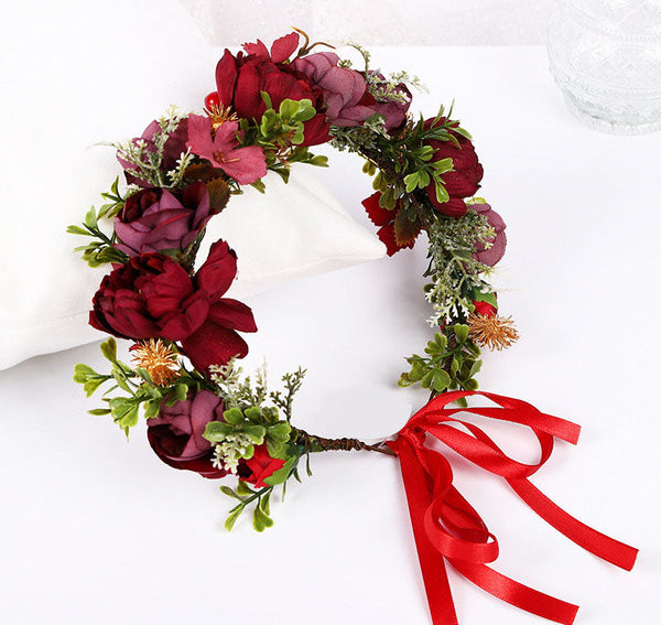 Korean style flower garland headwear, fresh flower crown, fashion show, dance party, flower crown, vacation, countryside props,