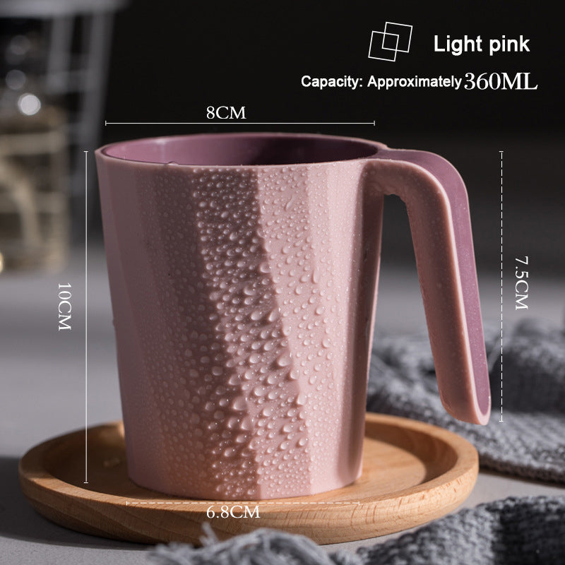 Creative Simple Mouthwash Cup INS Striped Non-Slip Water Cup Double-Layer Plastic Handle Thread Couple Mouthwash Toothbrush Cup