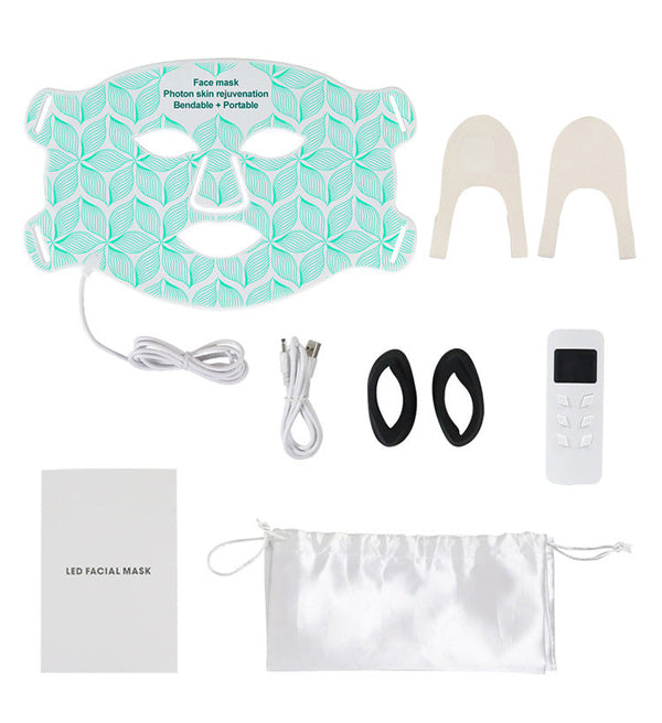 Skin rejuvenating facial mask LED household silicone beauty mask eight color photon spectrum silicone large row lamp