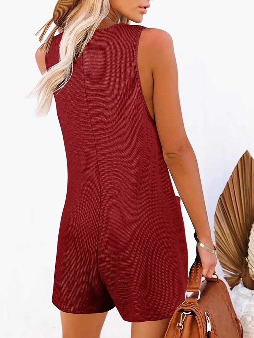 Pocketed Scoop Neck Sleeveless Romper