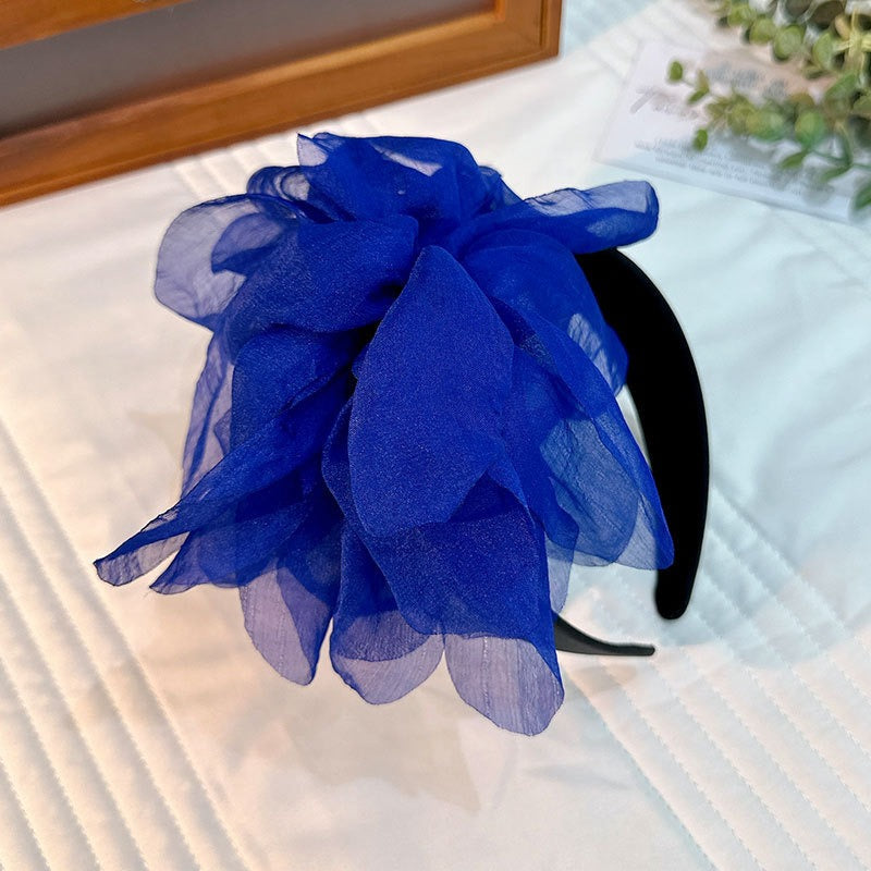 Oversized and exaggerated handmade fabric flower versatile headband