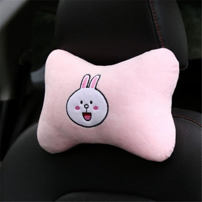 Cute Cartoon Car Headrest Pillow Brown Bear Car Neck Rest Support Automotive Interior Seat Cushion Car Accessories Car Styling