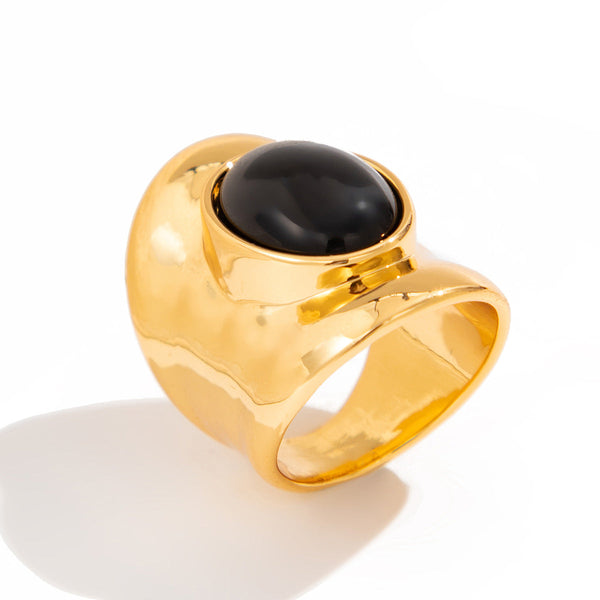 Retro Irregular Inlaid Gemstone Ring Geometric Acrylic Versatile Ring Set