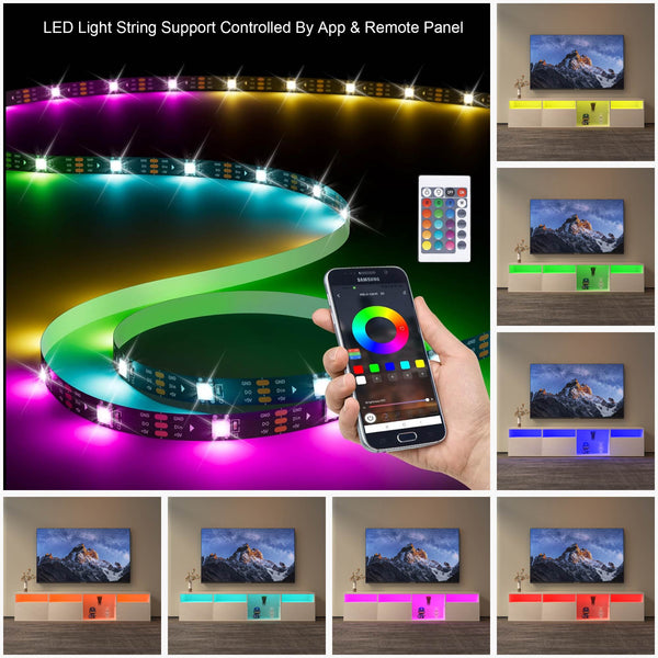 TV console with storage cabinet, 82.6-inch long LED TV stand with 31 mode switching lights (white, suitable for 75/80 inch TVs)