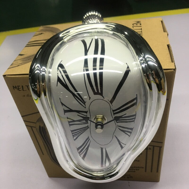 Twisted Corner Clock by Creative Home Decor: A Melting Clock with Roman Numerals, a Retro Time - Warp Wall Clock