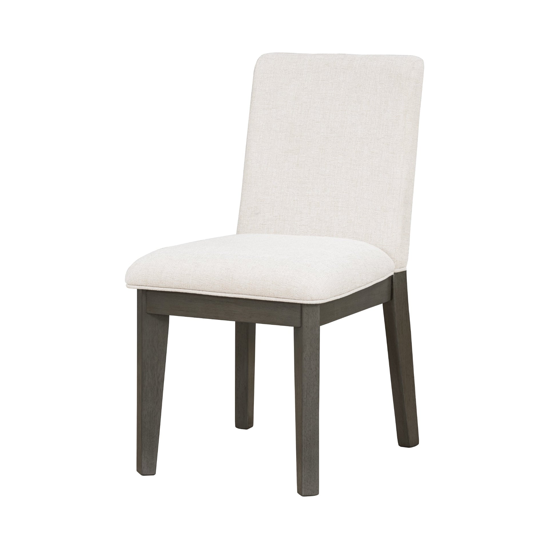 TOPMAX 6-Piece Dining Table Set with Upholstered Dining Chairs and Bench Farmhouse Style Tapered Legs Dark Gray+Beige