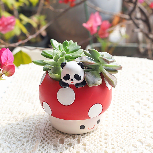 Horticultural Cartoon Creative Fun Mushroom Resin Flower Pot Container Desktop Landscape Potted Flower Utensils