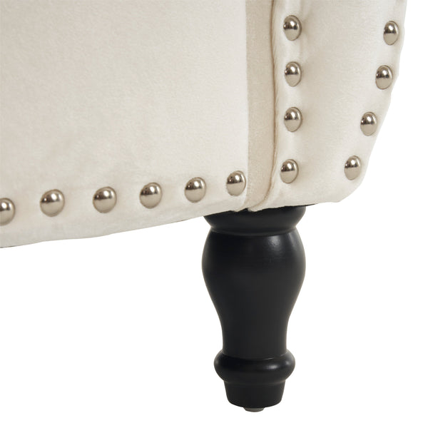 Velvet Multifunctional Storage Rectangular ottoman bench with 1 Pillow, Beige