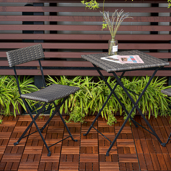 Acacia interlocking deck tile grid pattern, 10 pieces of 12 inch x 12 inch square brown Acacia hardwood outdoor flooring