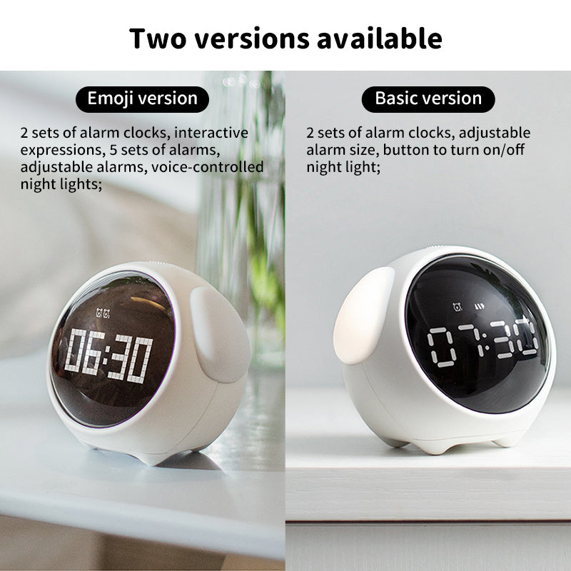 Cute Cartoon Digital Alarm Clock with Light and Emotion Function for Kids