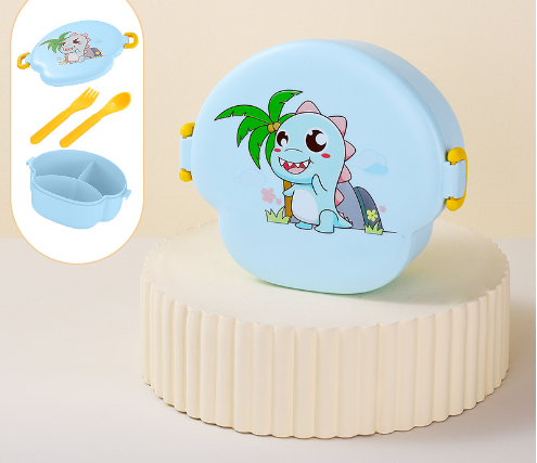 Cartoon cute microwaveable portable lunch box with buckle compartments