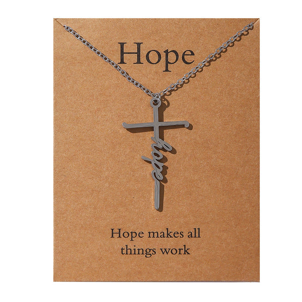 Faith Religious Gift Stainless Steel Cross Collarbone Chain Sweater Chain