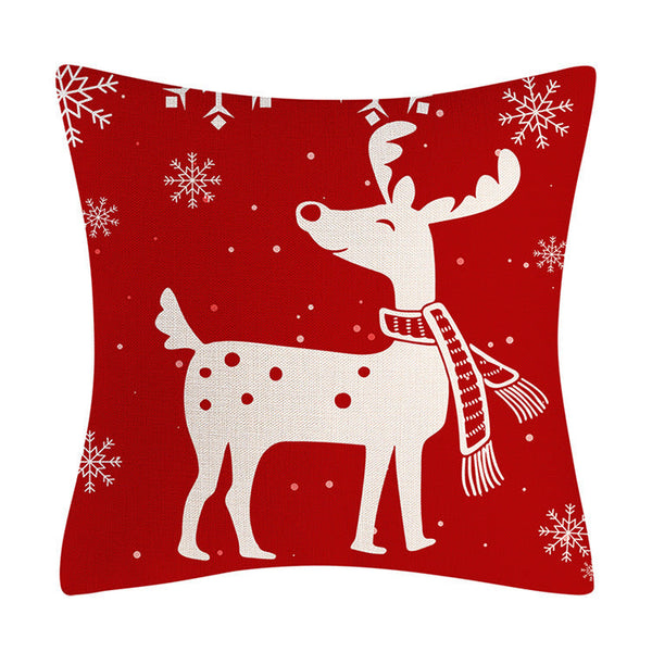 Red Snowflake Deer Pillow Cover Christmas Tree Cushion Cover Home Decoration Pillow Cover Combination