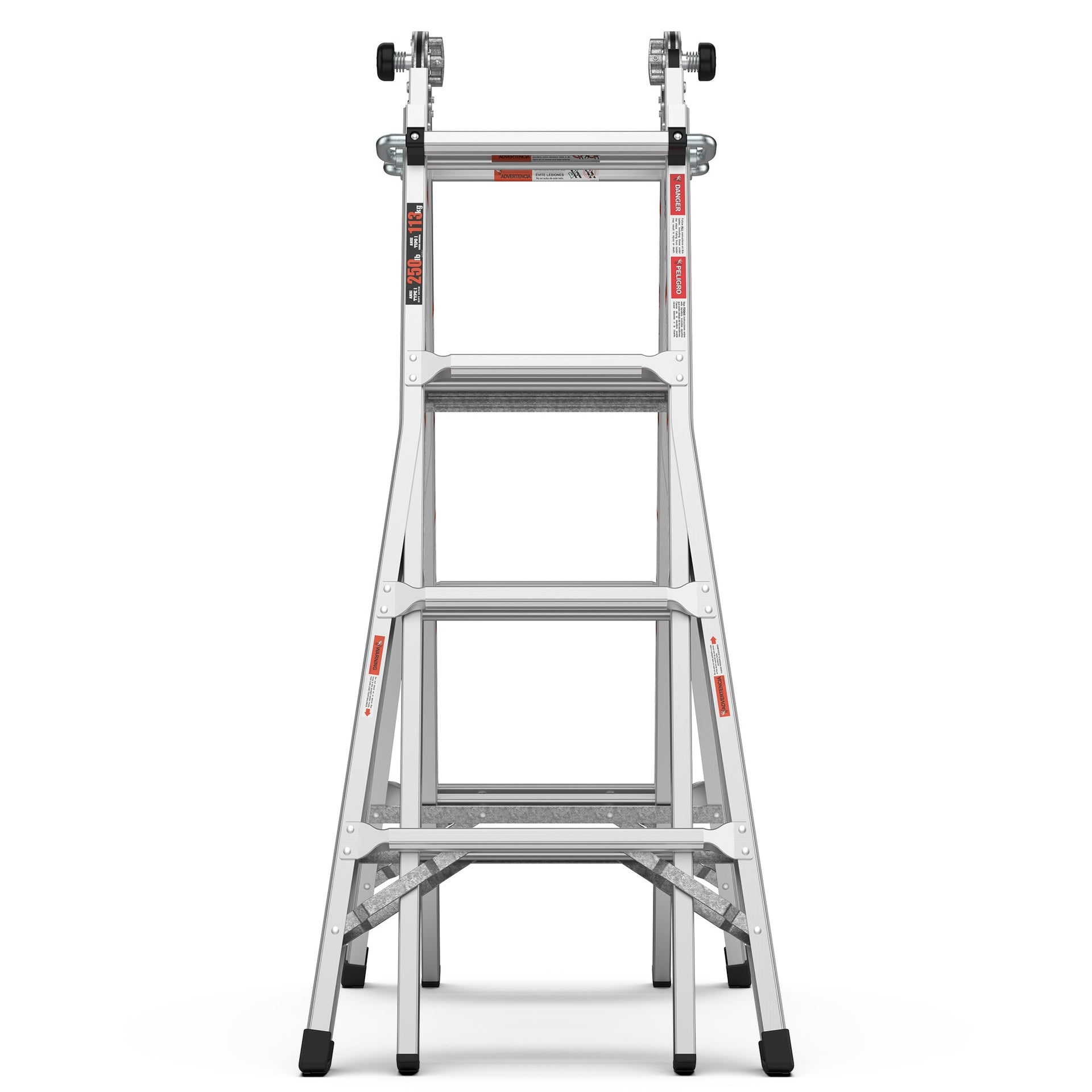 17ft Multi-Position Foldable Aluminum Ladder, A-Frame and Straight Ladder, ANSI 250lbs