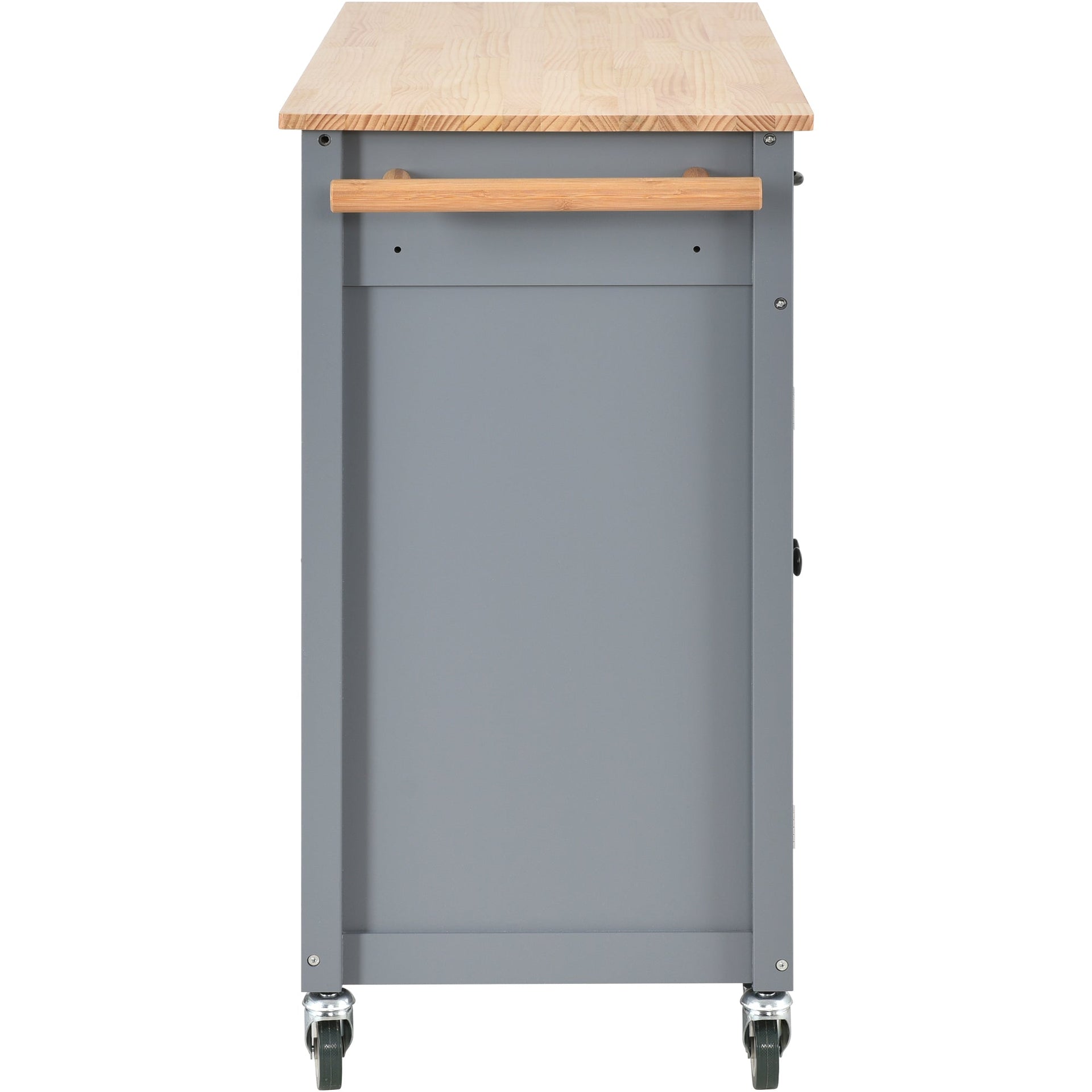 Kitchen Island Cart with Solid Wood Top and Locking Wheels 54.3 Inch Width (Grey Blue)