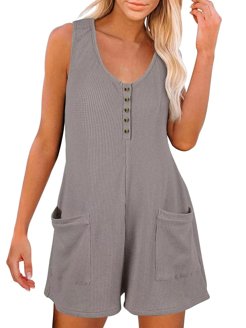 Pocketed Scoop Neck Sleeveless Romper