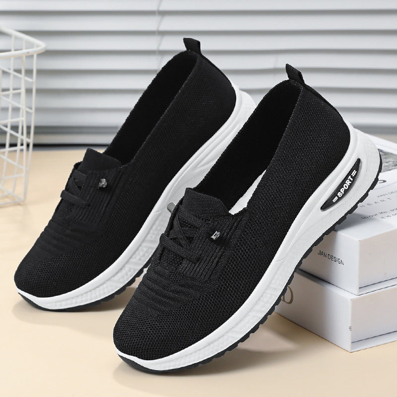 Summer flat bottomed shallow mouth walking shoes fly woven breathable lazy shoes one foot sole shoes