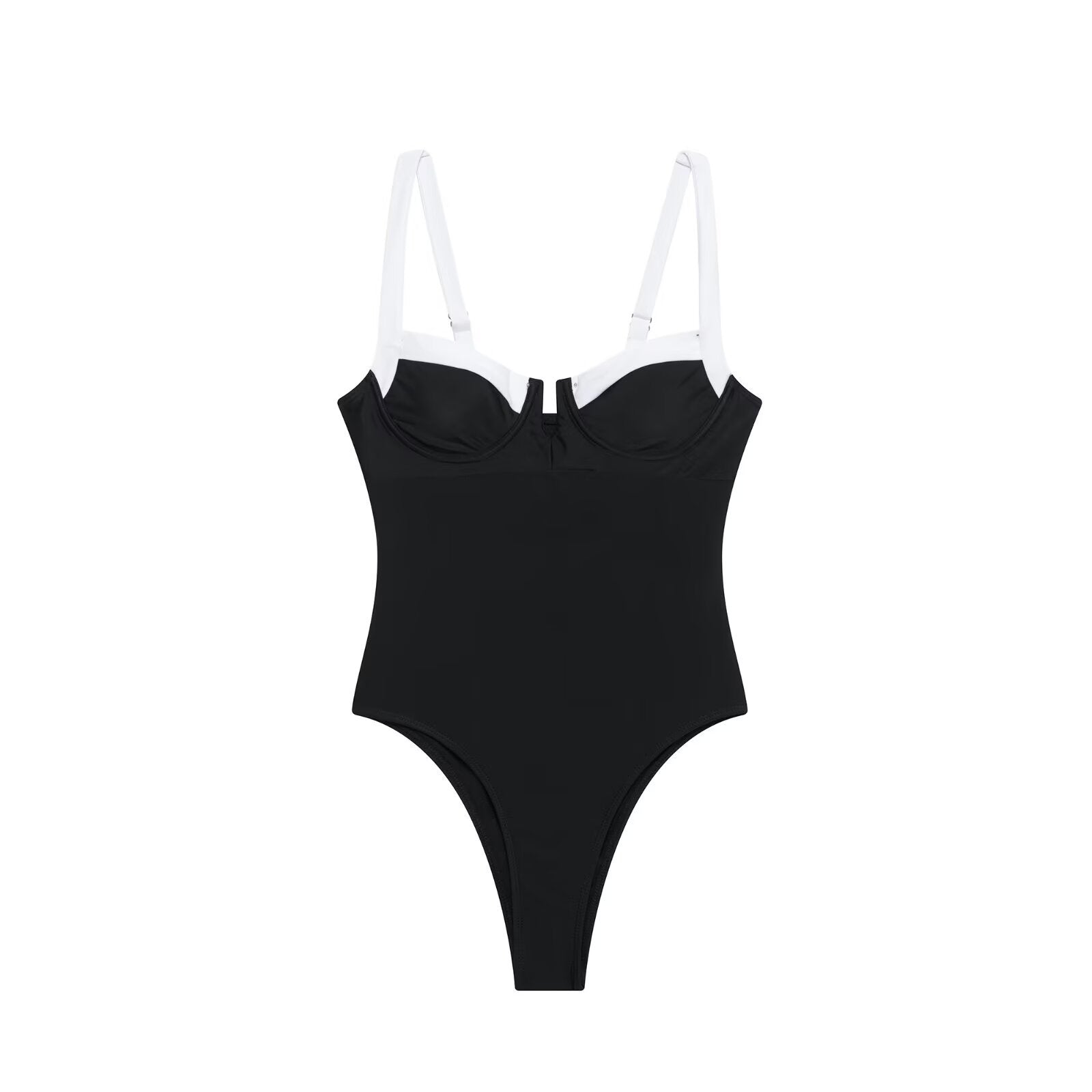 High fork V-neck vacation hot girl one-piece swimsuit female