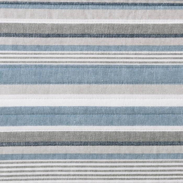 100-Percent Cotton Blue White Grey Nautical Stripes 4 Piece Daybed Cover Set