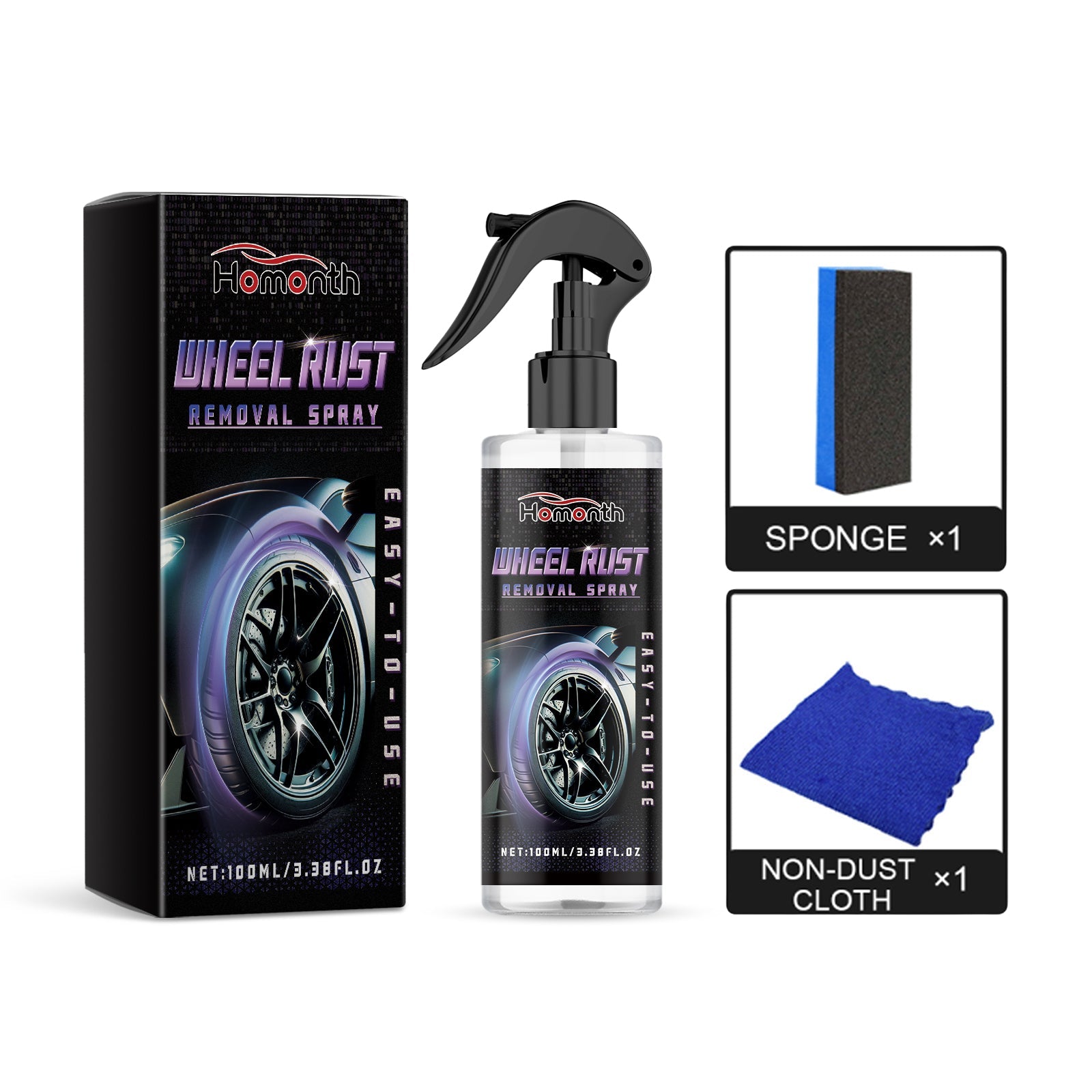 Wheel Rust Removal Spray, Automobile Tire Wheel Rust Cleaning Rust Removal Renovation Decontamination Brightener