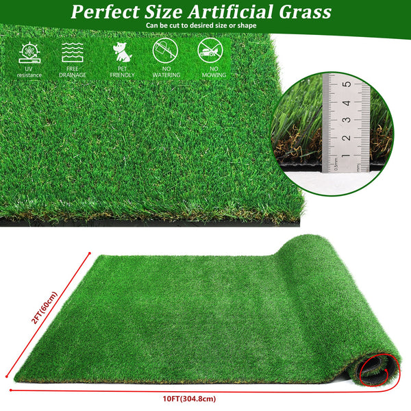 2FTX10FT Outdoor Artificial Grass Runway Blanket, Thick and Realistic Fake Grass Roll Decoration 1.38 