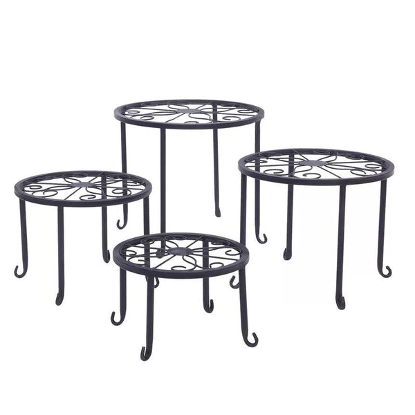Set of 4 - Indoor Outdoor Black Metal Plant Stand