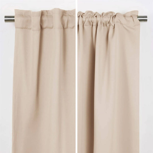 52 x 108 inch Solid Beige Cream Thermal Blackout Curtain Panels - Set of 2