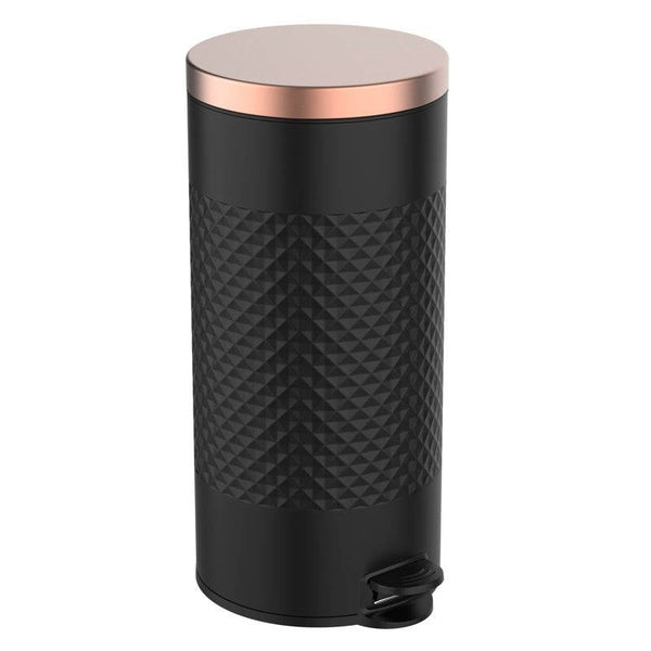 Hands Free Black/Gold Metal Step On Trash Can - 8 Gallons