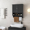 Black Wall-Mounted Bathroom Medicine Cabinet with Louver Doors and Towel Bar