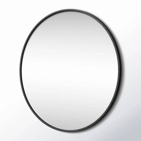 Round 42-inch Wall Mirror in Black - Living Room Bedroom Accent Bathroom Mirror