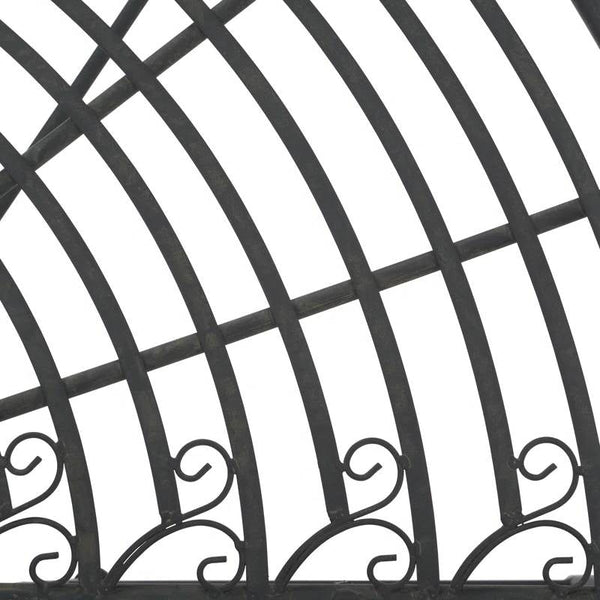 Half-Circle Outdoor Patio Garden Black Wrought Iron Tree Bench