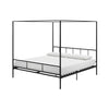King size Black Metal Canopy Bed Frame with Headboard and Footboard