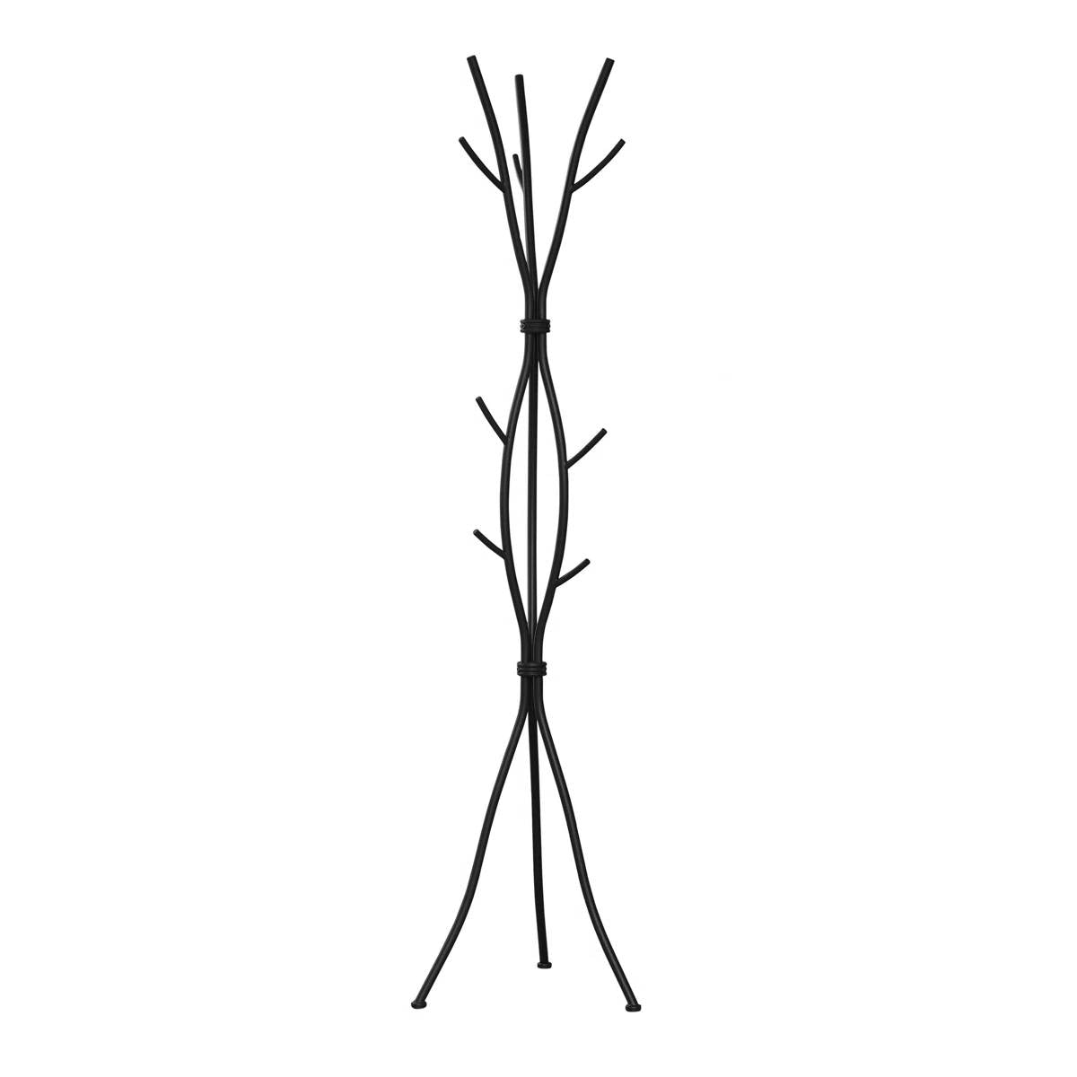 74-inch Freestanding Black Metal Coat Rack Entryway Hall Tree Umbrella Stand